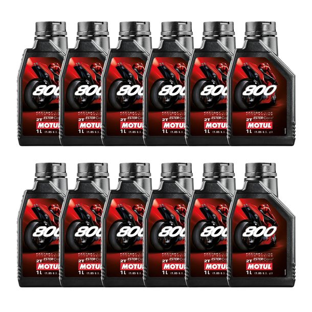12 x Huile moteur haute performance Motul 800 2T FL Road Racing 2 temps, 1 L
