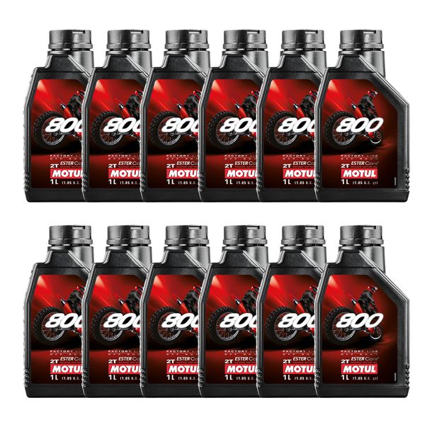 12x Motul 800 2T FL Off Road 2-Stroke High Performance Engine Oil 1L