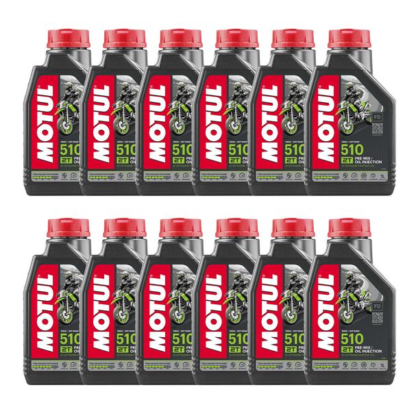 12x Motul 510 2T 2-stroke engine oil with technosynthesis 1L