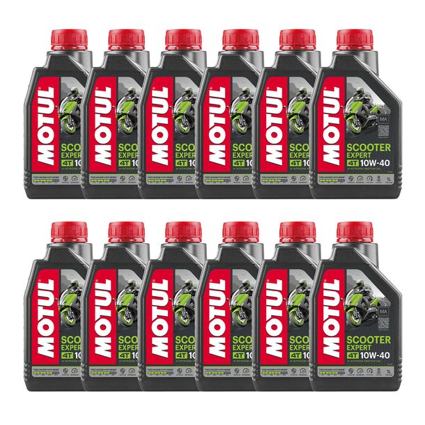 12x Motul Scooter Expert 4T 10W-40 MA 4-Stroke Engine Oil with Technosynthesis 1L
