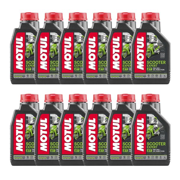 12x Motul Scooter Expert 2T 2-stroke engine oil with technosynthesis for scooter 1L