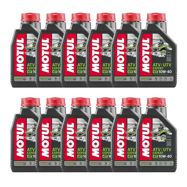 12x Motul ATV-UTV Expert 10W-40 4T 4-Stroke Engine Oil with Technosynthesis 1L