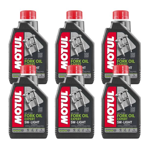 6 x Aceite para horquillas Motul Fork Oil Expert Light, 5 W, 1 litro