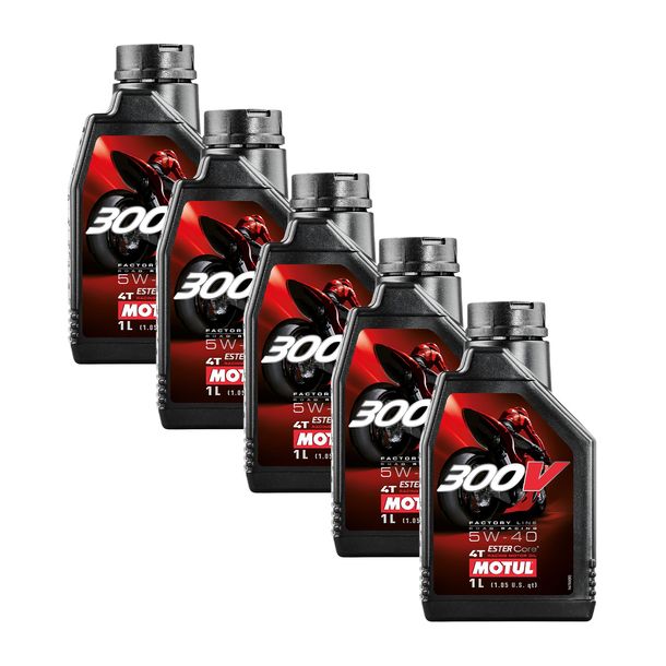 5x Motul 300V 4T FL Road Racing 5W-40 4-Stroke High-Performance Engine Oil 1L