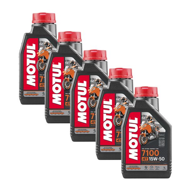 5x Motul 7100 4T 15W-50 4-stroke high-performance engine oil with synthesis technology 1L