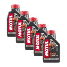 Aceite de motor Motul 7100 4T 15W-50 de 4 tiempos de alto rendimiento con tecnología de síntesis, 5 unidades