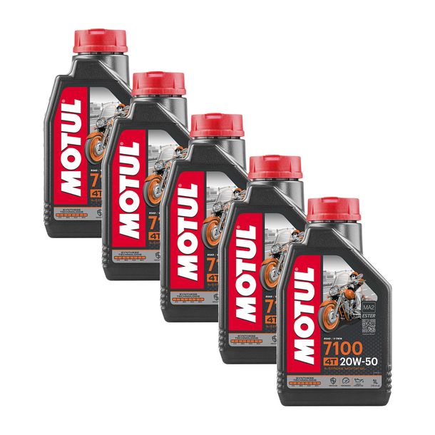 5x Motul 7100 4T 20W-50 4-stroke high-performance engine oil with synthesis technology 1L
