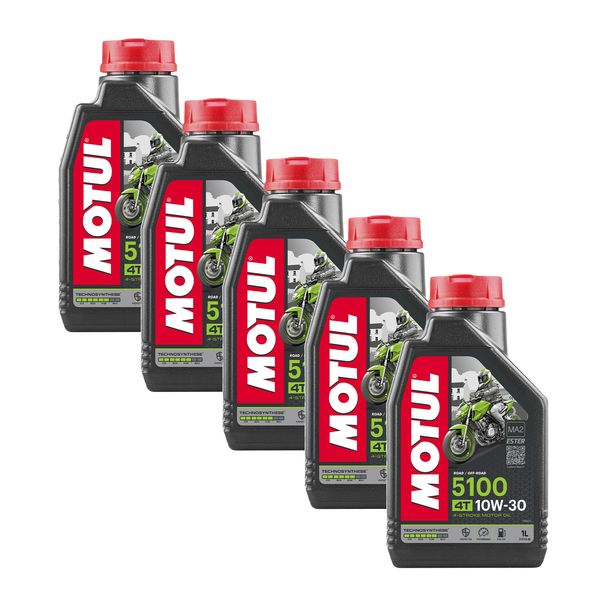 5x Motul 5100 4T 10W-30 4-Takt Motoröl mit Technosynthese 1L