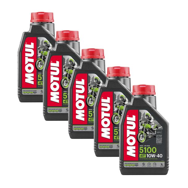 5x Motul 5100 4T 10W-40 4-stroke engine oil with technosynthesis 1L