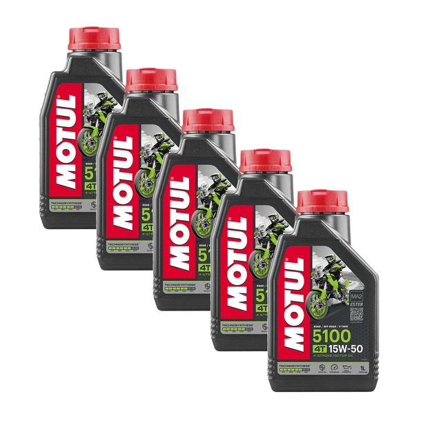 Aceite de motor Motul 5100 4T 15W-50 de 4 tiempos con tecnosíntesis, 5 unidades