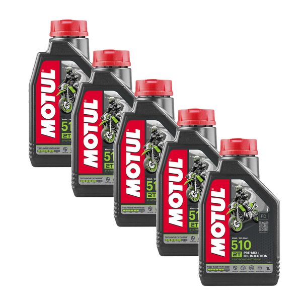 5x Olio motore Motul 510 2T a 2 tempi con tecnosintesi 1L