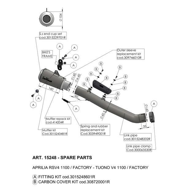 Support de pot d'échappement LeoVince Pièce de rechange pour pot d'échappement Jeu de vis de fixation pour Aprilia RSV4 1100