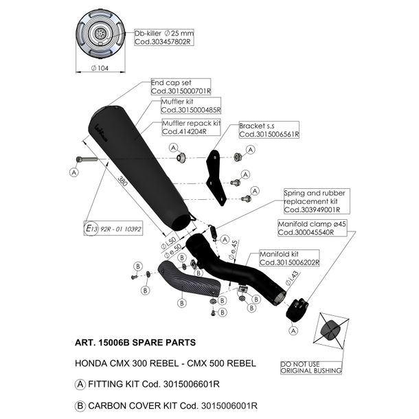 Support de pot d'échappement LeoVince Pièce de rechange pour pot d'échappement Jeu de vis de fixation pour Honda CMX 500 Rebel