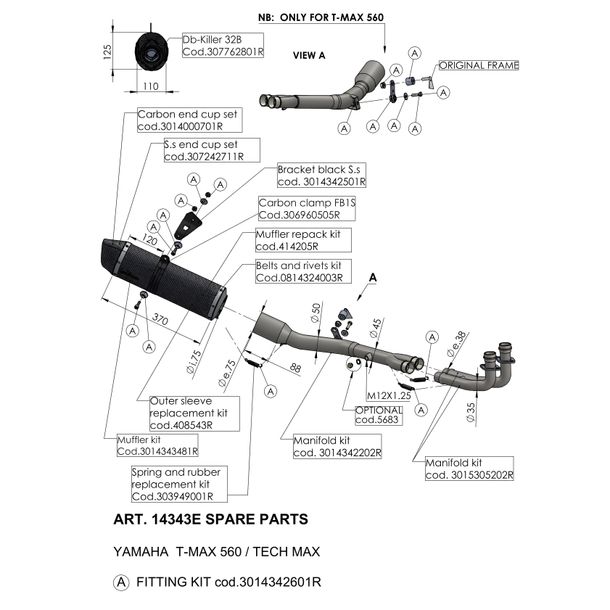 Support de pot d'échappement LeoVince Pièce de rechange pour pot d'échappement Jeu de vis de fixation pour Yamaha T-Max 530 - 560