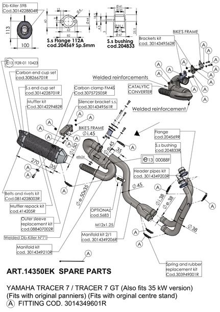 Auspuffhalterung LeoVince Auspuff-Ersatzteil Schrauben Haltesatz für Yamaha Tracer 700