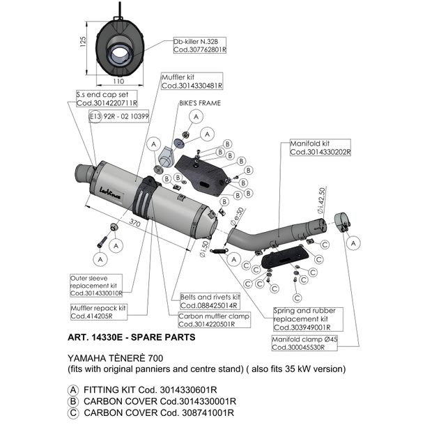 Support de pot d'échappement LeoVince Pièce de rechange pour pot d'échappement Jeu de vis de fixation pour Yamaha XTZ