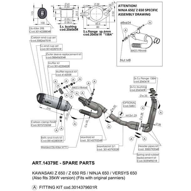 LeoVince exhaust pipe exhaust replacement part connecting pipe for Kawasaki Versys 650