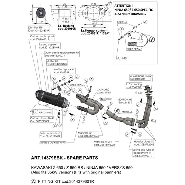 LeoVince exhaust pipe exhaust replacement part connecting pipe for Kawasaki Versys 650