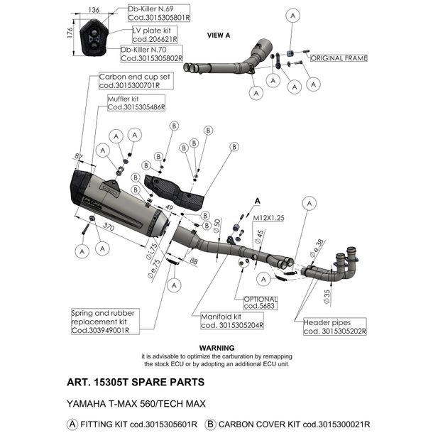 LeoVince Exhaust Pipe Exhaust Replacement Part Connecting Pipe 1332