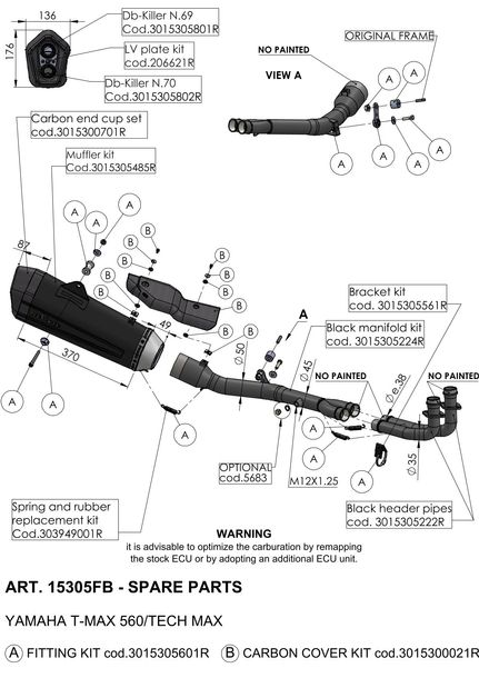 LeoVince Exhaust Pipe Exhaust Replacement Part Connecting Pipe 1332, black