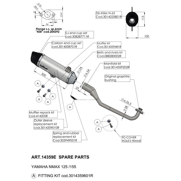 LeoVince Exhaust Pipe Exhaust Replacement Part Connecting Pipe 1356