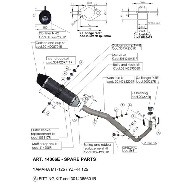 LeoVince Exhaust Pipe Exhaust Replacement Part Connecting Pipe 1361