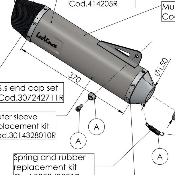 Endschalldämpfer LeoVince Auspuffanlage LV ONE EVO Edelstahl Ø 50mm 370mm – Bild 4