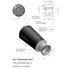 Koncový tlumič LeoVince náhradní díl výfuku, nerezová ocel černá pro LV-10 Black Edition