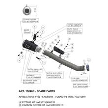 Koncový tlumič LeoVince náhradní díl výfuku, Carbon, Ø 60mm 160mm, pravý pro LV-10