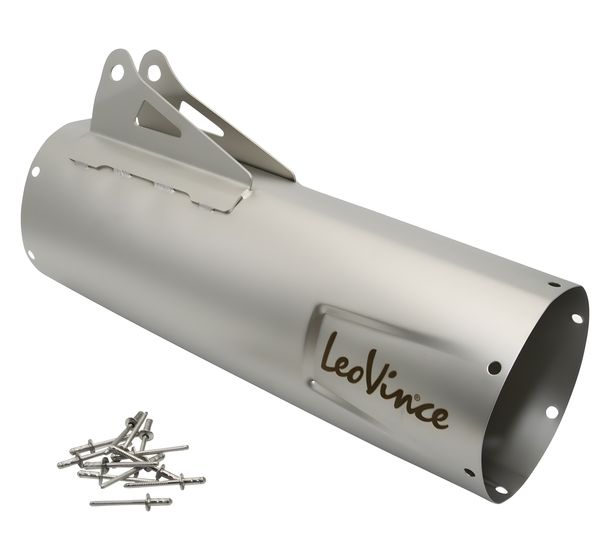 Schalldämpferhülle LeoVince Auspuff-Ersatzteil Hülle Endschalldämpfer, Edelstahl, 370mm, links