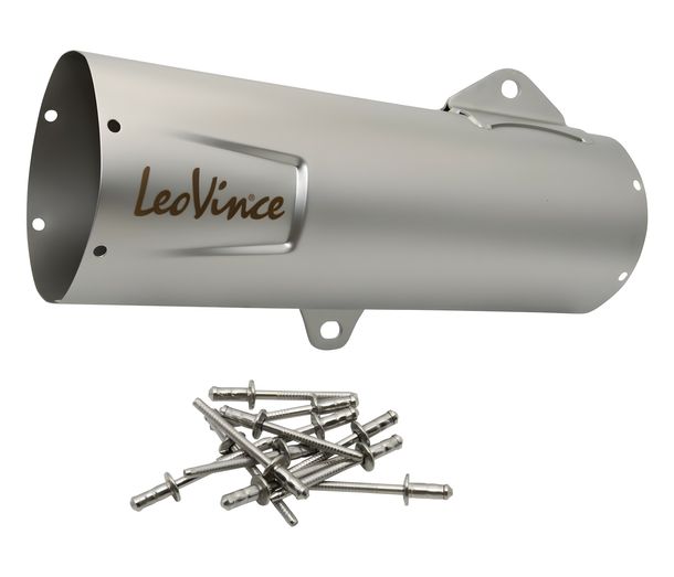 LeoVince Silencer Cover Exhaust Replacement Part Cover End Silencer, Stainless Steel, 370mm, right