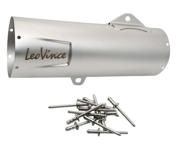Schalldämpferhülle LeoVince Auspuff-Ersatzteil Hülle Endschalldämpfer, Edelstahl, 370mm, rechts