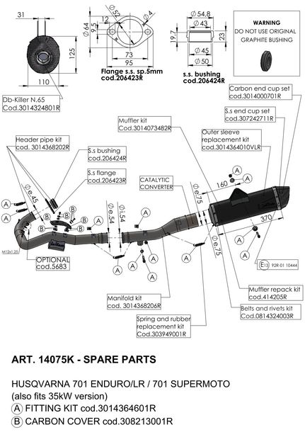 LeoVince Silencer Cover Exhaust Replacement Part Cover End Silencer, black, 370mm, left