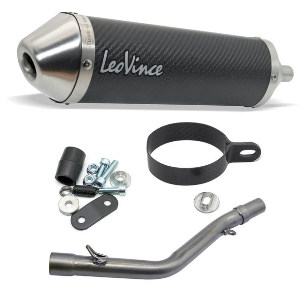 Silencieux d'échappement arrière LeoVince X-FIGHT avec homologation, carbone, embout en acier inoxydable pour Rieju MRT 50 / MRT Pro / MRT SM Pro Année de construction 2021 - 2023 E5