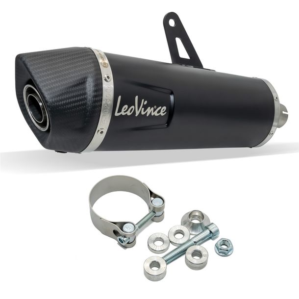 Silenziatore finale LeoVince NERO omologato, acciaio inossidabile nero, tappo in carbonio per Triumph Tiger 1200 GT / Rally / Pro / Explorer anno 2022 - 2024 E5 / anno 2025 - 2026 E5+