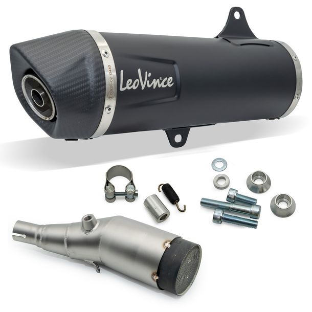 Einddemper LeoVince NERO met katalysator & homologatie, roestvrij staal zwart, carbon kap voor Honda ADV 350 bj. 2022 - 2024 E5 / SH 350i bj. 2021 - 2024 E5