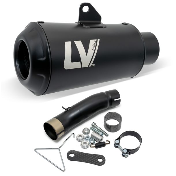 Endschalldämpfer LeoVince LV-10 FULL BLACK mit Zulassung, Edelstahl schwarz für CF Moto CL-X Heritage / Sport 700 Bj. 2021 - 2023 E5