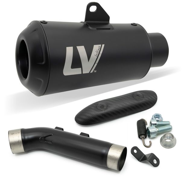 Silencieux d'échappement LeoVince LV-10 FULL BLACK avec homologation, acier inoxydable noir & protection thermique en carbone pour Benelli 752 S année 2019 - 2024 E4 / E5