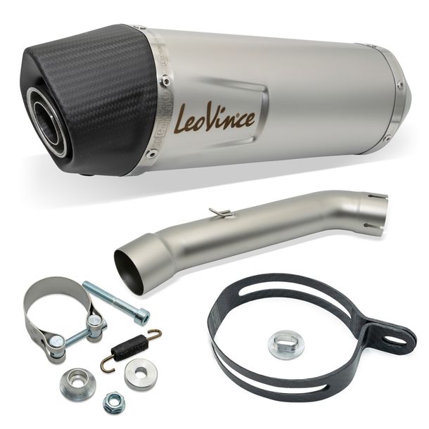 End muffler LeoVince LV ONE EVO with approval, stainless steel, carbon cap for KTM Duke 125 / 390 year 2021 - 2023 E5