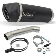 Silenziatore finale LeoVince LV ONE EVO Black Edition omologato, acciaio inossidabile nero, tappo in carbonio per KTM Duke 125 / 390 anno 2021 - 2023 E5