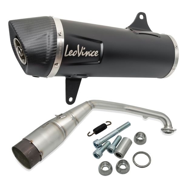 complete exhaust system LeoVince NERO with catalytic converter & approval, black stainless steel, carbon cap for Honda PCX 125 year 2021 - 2024 E5