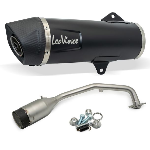Sistema de escape completo LeoVince NERO con catalizador y homologación, acero inoxidable negro, tapa de carbono para Yamaha X-Max 125 / Tech Max Año 2021 - 2024 E5
