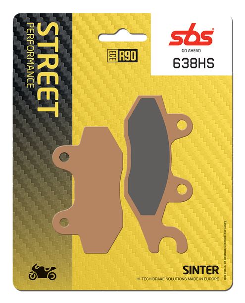 Plaquettes de frein SBS 638HS Street Sinter pour Yamaha TZR R1, Kawasaki Ninja 2 R XTZ 7 A Super Tenere Triumph Trident Tiger Z YBR Honda CMX Rebel 50