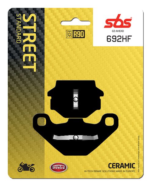 Plaquettes de frein SBS 692HF Street Ceramic pour Aprilia SR Motard AC SX R LC Euro4 Sonic Mojito Pegaso 6, Yamaha TDR RX Cagiva W8 Pro Action Moto 6.5