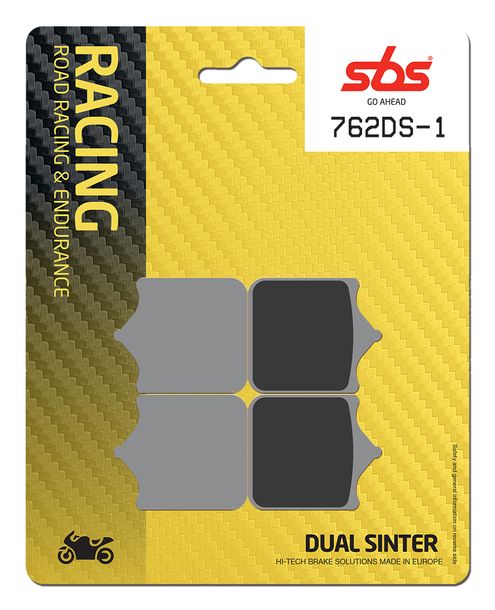 Bremsbeläge SBS 762DS-1 Road Racing Endurance (Giftiger Biss) für KTM SMC R ABS, Aprilia RSV Tuono Mille Duke Supermoto Triumph Speed Triple Super 660 Bj. 2001 - 2017