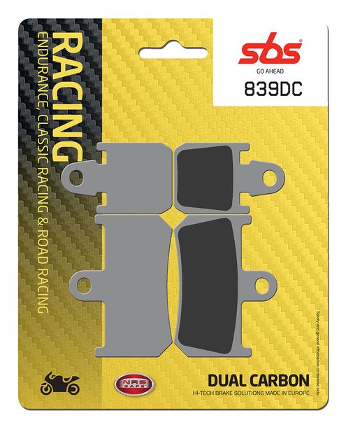 SBS 839DC Road Racing Dual Carbon Brake Pads for Yamaha YZF-R1 MT-01 1000 - 1700 ccm Year 2007 - 2016