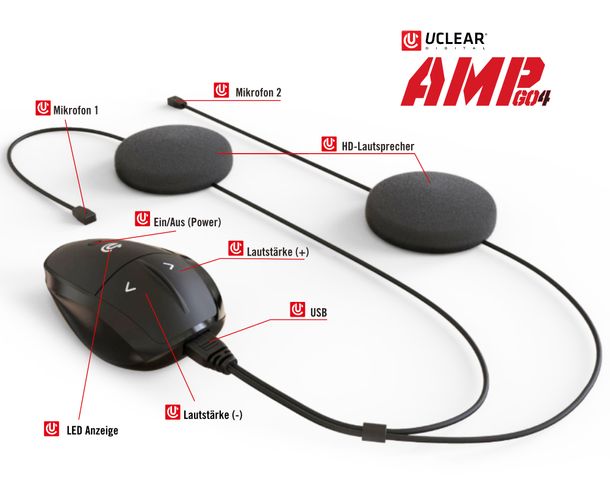 Headset UCLEAR® Intercom AMP Go 4 Single Kit – Bild 2