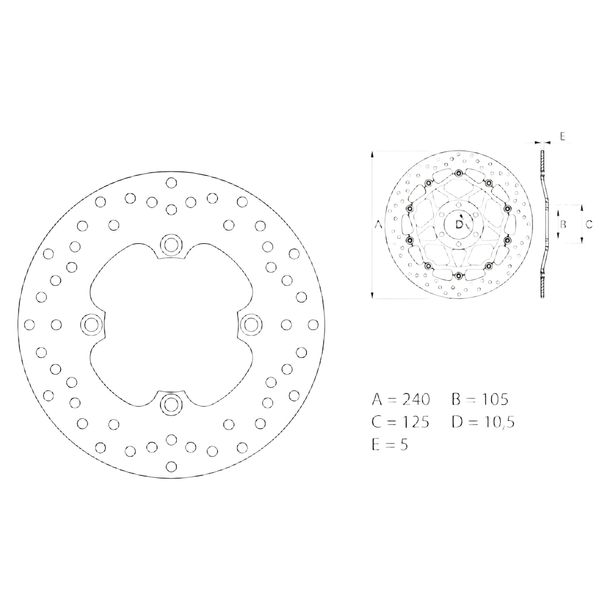 Bremsscheibe Brembo Oro 68B40780 starr mit Zulassung für Buell X1 Lightning, Cagiva Elefant i.e. Honda CB F Hornet S1 Grand Canyon XL V Transalp M2 Cyclone