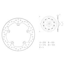 Brake disc Brembo Oro 68B407G0 with approval, rigid front & rear 270x5mm for BMW C Sport ABS Highline Evolution Elektrik GT 600 / 650 ccm