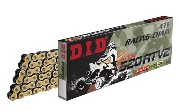 Kette DID X-Ring 520ATV2 / 96 Nietenschloss ZJ gold / schwarz (5/8 x 1/4 x 10,16)